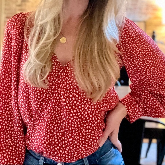 Madewell Kinston Blouse- Side Button- Vneck Wrap Top- Women’s Top - Picture 6 of 6